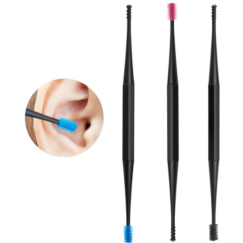 

1pcs Soft Silicone Double Head Ear Pick Ear Clean Tool Double-ended Earpick Ear Wax Curette Remover Ear Cleaner Spiral Design