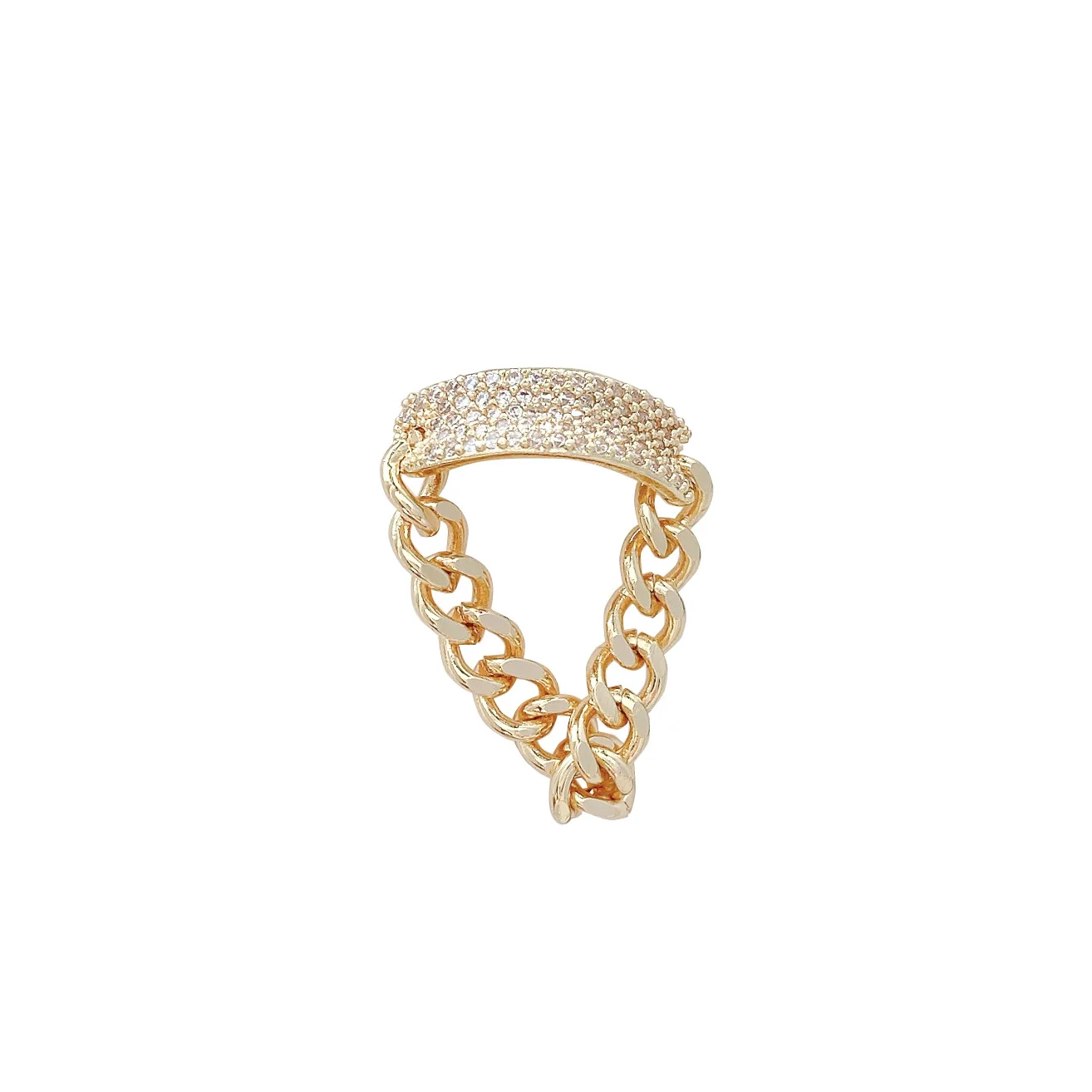 

LOVOACC Stylish Geometrical Cubic Zircon Ring for Women Vintage Chunky Curb Chain Gold Color Index Finger Party Ring Jewelry
