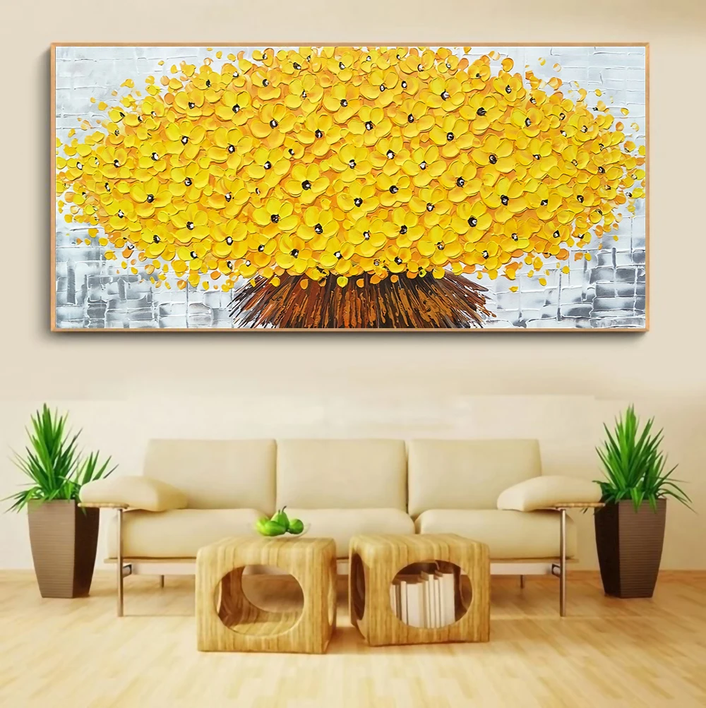 

Картина маслом на холсте, красные и желтые цветы