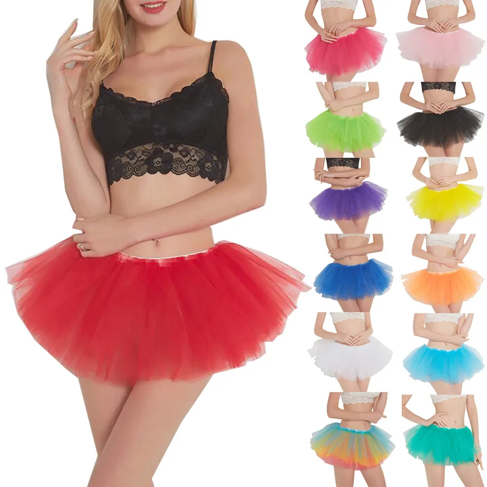 

JAYCOSIN Fashion Women Tulle Tutu Mini Skirts Adult Tutu Dancing Skirt Pleated Gauze Short Skirt Princess Party Skirt Gown