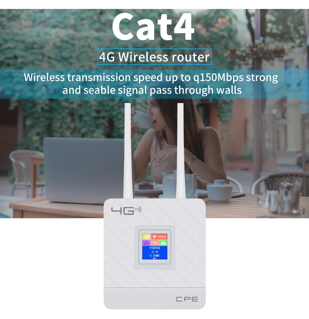 Беспроводной CPE 4G маршрутизатор Wi-Fi Портативный ворот FDD аппарат, который не привязан к оператору сотовой связи LTE WCDMA GSM Глобальный разблокированный внешними антеннами слот для sim-карты WAN/LAN Порты и разъёмы