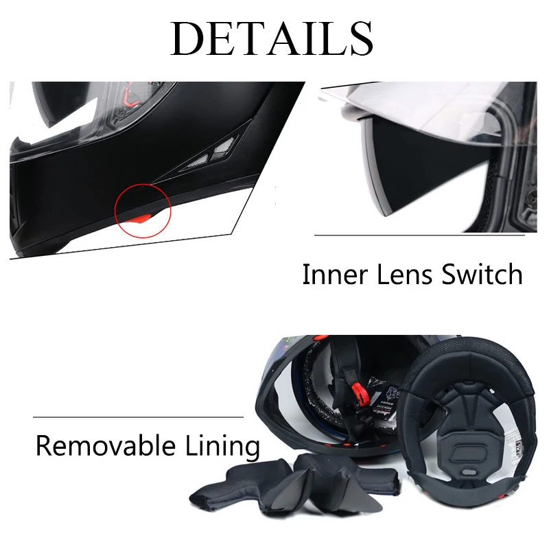 Мотоциклетный шлем мужской теплый на все лицо для езды мотоцикле гоночный из
