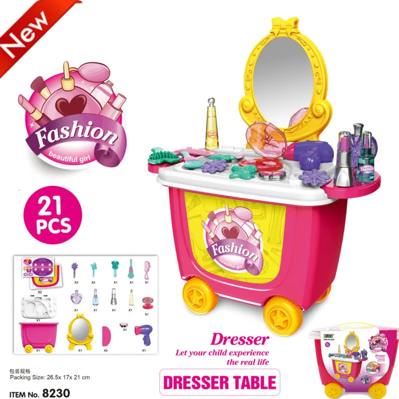 Children Pretend Play 34pcs/Set Trolley House Booth Educational Toy Super Funny Mini Role Play Toys Kitchen Workbench Bauble