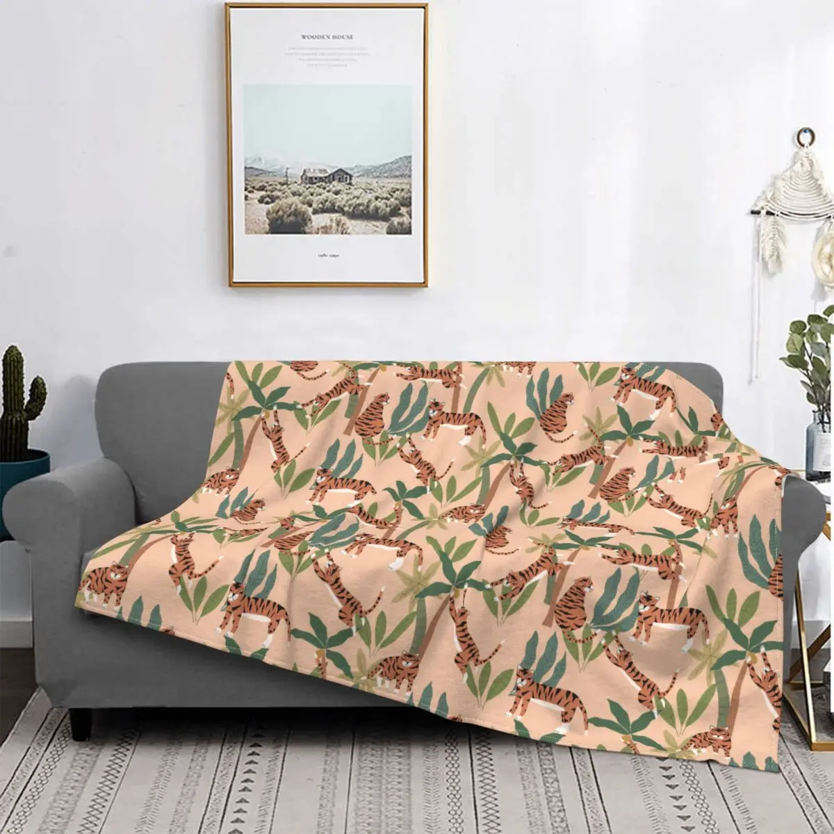 

Summer Seamless Pattern With Tigers And Palm Trees Carpet Hot Bed Blanket Bed Covers Luxury Blanket Blanket Flannel Blanket
