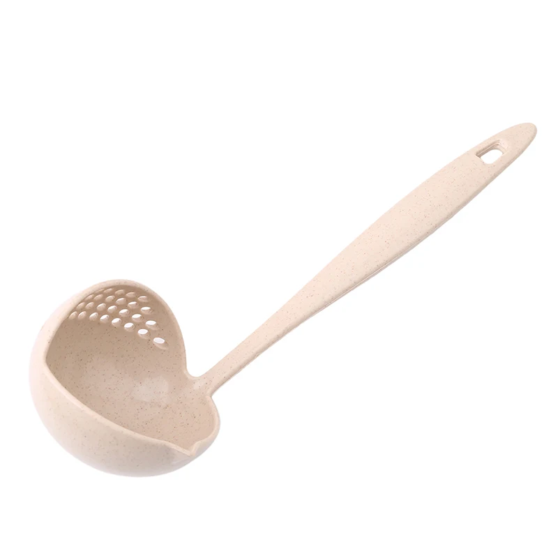 2 In 1 Plastic Creative Wheat Straw Soup Spoon Long Handle Lovely Porridge Spoons With Filter Dinnerware Kitchen Colander Tools | Дом и сад