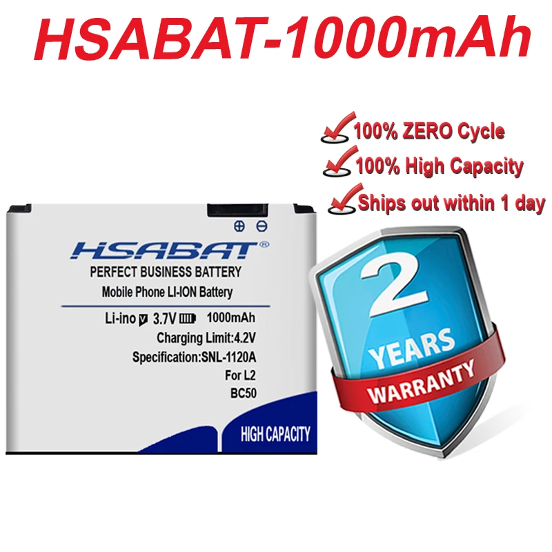 Новый аккумулятор HSABAT для Motorola L6 L6i L6g L7 L7C K1 K2 R1 Z1 Z3 E8 L2 1000 мАч BC50|battery for|bc50 battery for