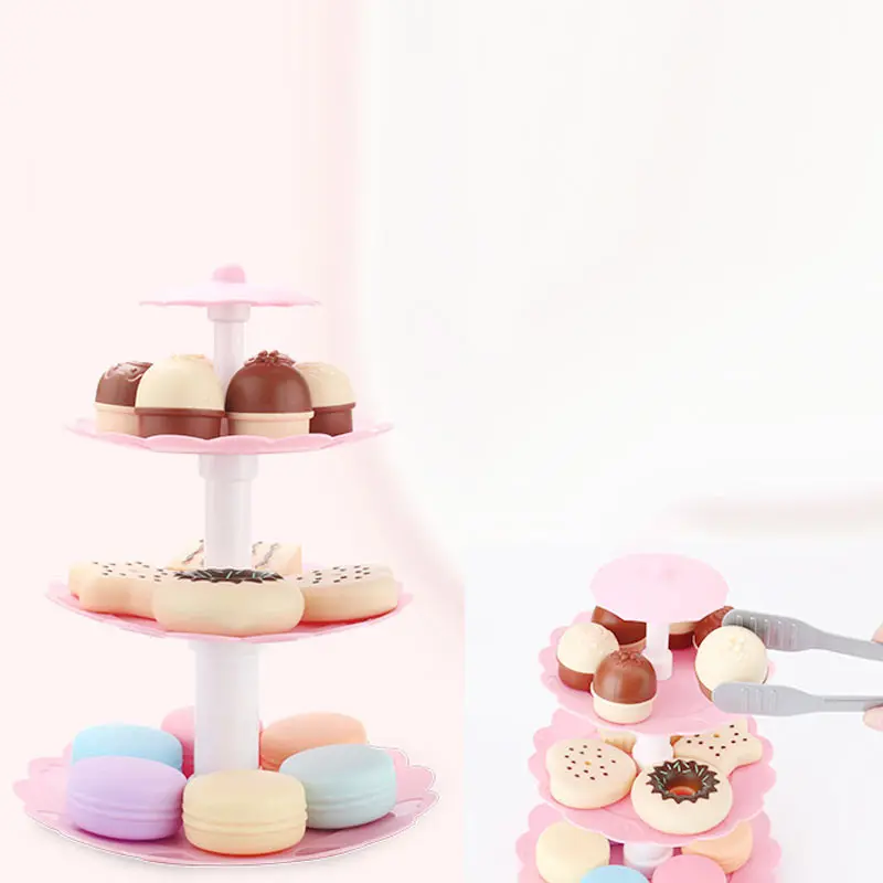 17pcs 17 шт./компл. торт башня мини для печенья, продуктов питания набор пластиковые Кухонные Игрушки Дети ролевые кухонные игрушки для ребенка подарок на день рождения - Цвет: 17pcs