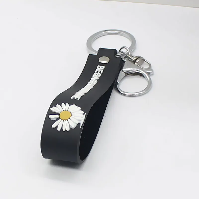2020 милый белый ромашка брелок модный силиконовый цветок брелки кожаный Веревка