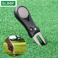 1pcs foldable magnetic golf divot repair tool pop up button stainless steel golf ball marker switchblade detachable