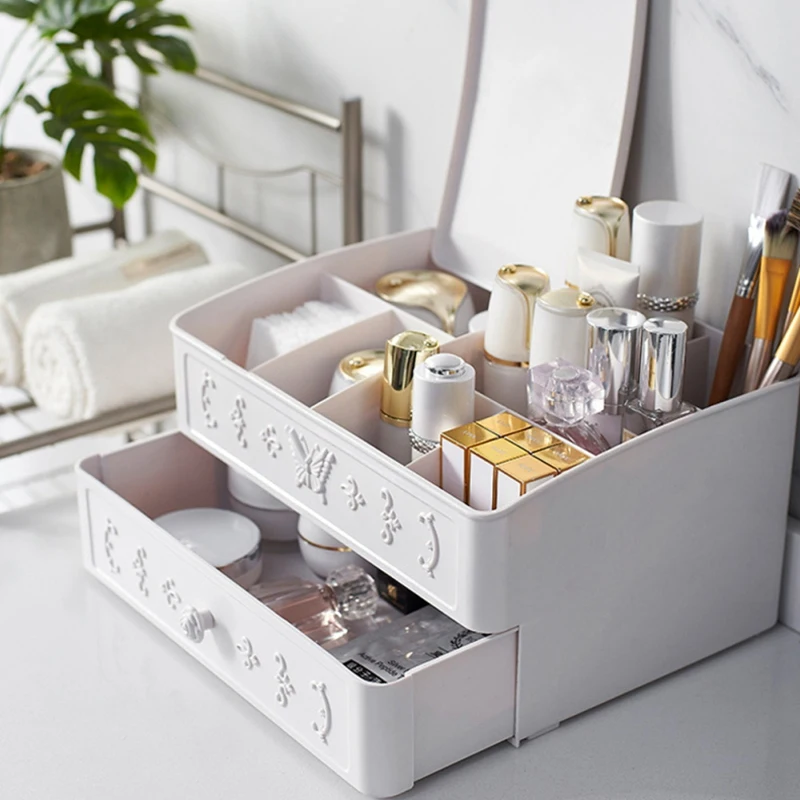 

1Pcs Drawers Lipstick Storage Box Multiple Compartments Cosmetics Holder Desk Organizer for Makeup Brushes Jewelry