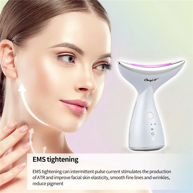 

CkeyiN Neck Beauty Device Facial Neck Massager LED Photon Therapy EMS Neck Wrinkle Removal Machine Reduce Double Chin Skin Lift