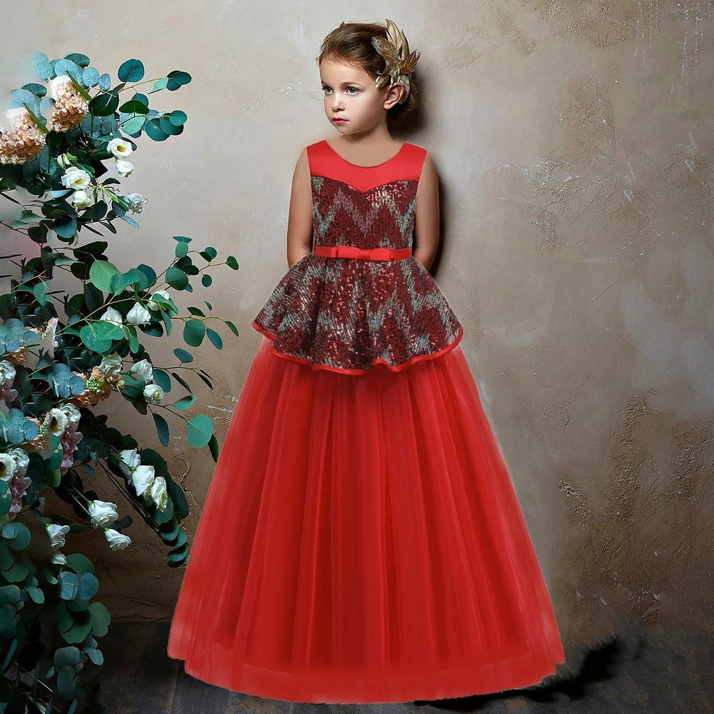 Детское платье с блестками для девочек вечернее принцессы на день рождения
