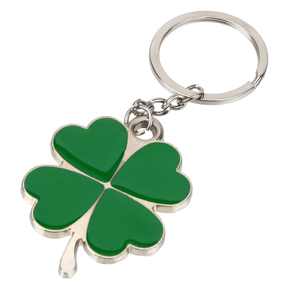 

Four-leaf Clover Key Rings Lucky Key Chain Purse Bag Pendants Car Styling Auto Keyfob Green Leaf Keychain Steel Stainless