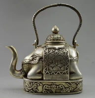 brass decorated old handwork tibet silver carve flower elephant tea pot pot shipping tools wedding decoration brass