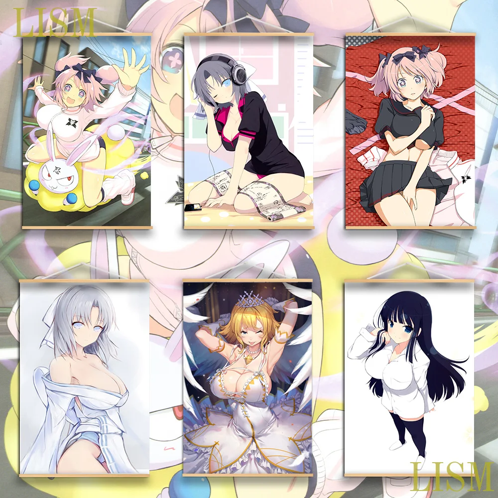 

Senran Kagura Yumi Hibari Ikaruga Anime Poster Manga canvas painting Solid Wood Hanging Scroll for