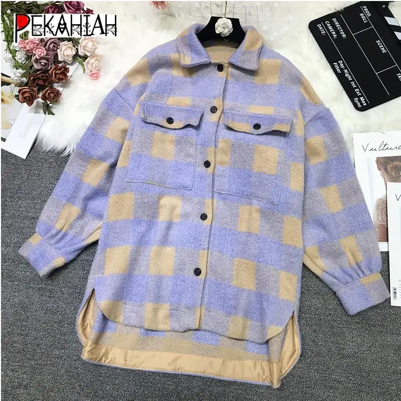 Новинка 2021 модная облегающая фиолетовая куртка пальто винтажная клетчатая