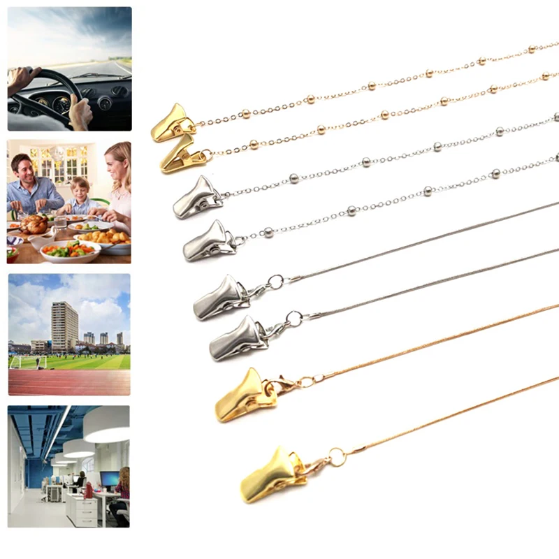 

Copper Fashiom Mask Glasses Holder Mask Sling non-Slip anti-Drop Mask Necklace adjustable non-marking mask holder two clips