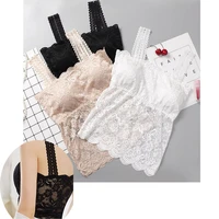 lace crop top women beauty back fashion butterfly lace padded wrapped chest top anti light sling tube top