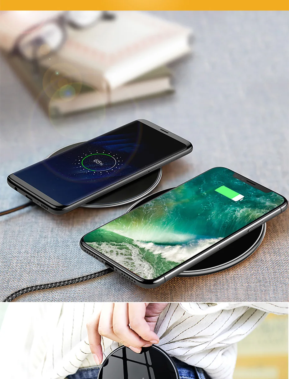 H& A 10 Вт Qi Беспроводное зарядное устройство для iPhone X Xs MAX XR 8 plus Зарядка для samsung S8 S9 Plus Note 9 8 USB зарядное устройство для телефона