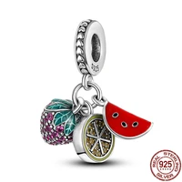 925 sterling silver strawberry watermelon lemon pendant charms %e2%80%8bbeads fit original pandora bracelet pendant necklace jewelry