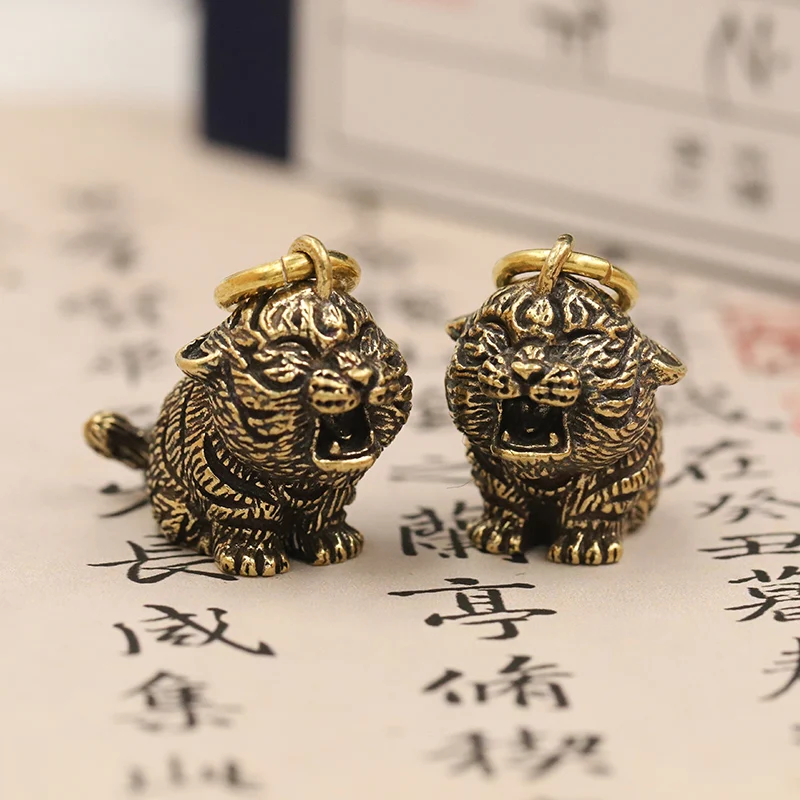 

Металлические латунные брелки для ключей с тигром, подвески «сделай сам», ювелирные аксессуары, фигурки животных