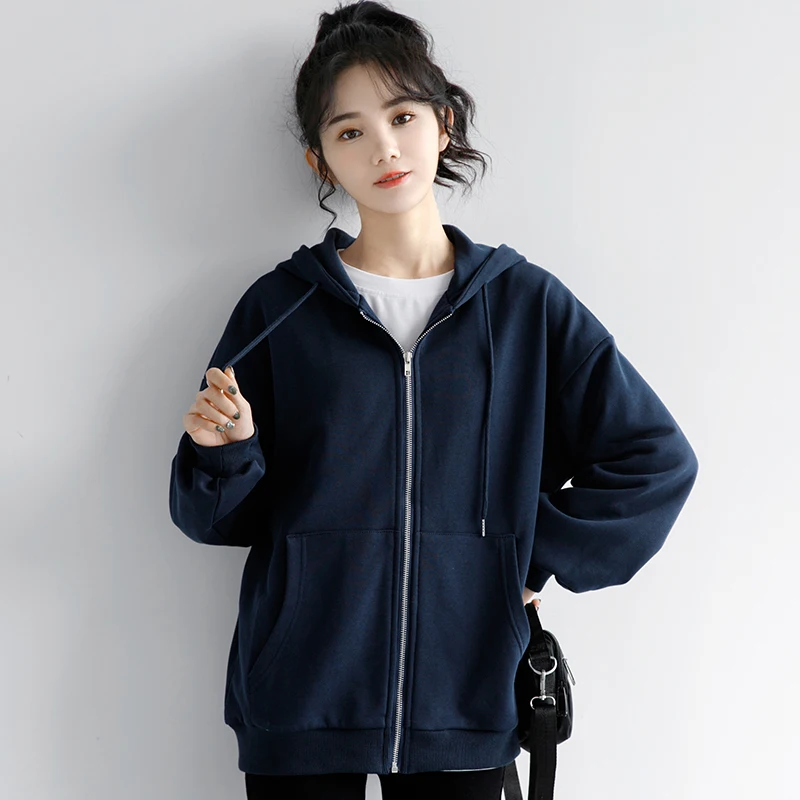 

Корейские свободные толстовки с длинным рукавом, топы, однотонная толстовка, женские весенние хлопковые толстовки, новинка 2022