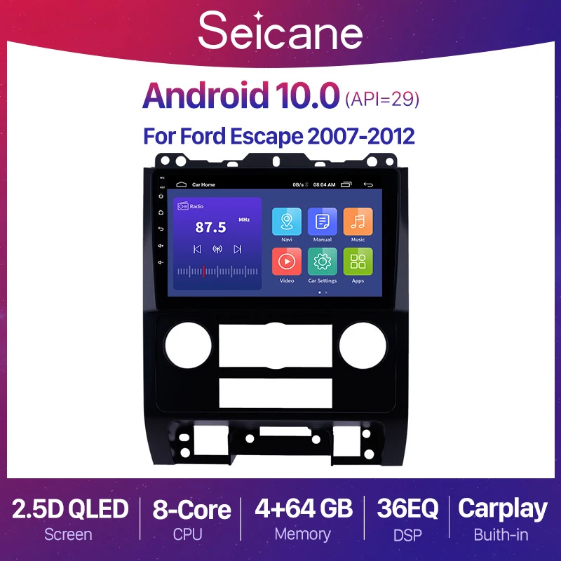 Автомагнитола Seicane Android 10 0 2 + 32 ГБ QLED экран радио стерео GPS навигация для Ford Escape 2007