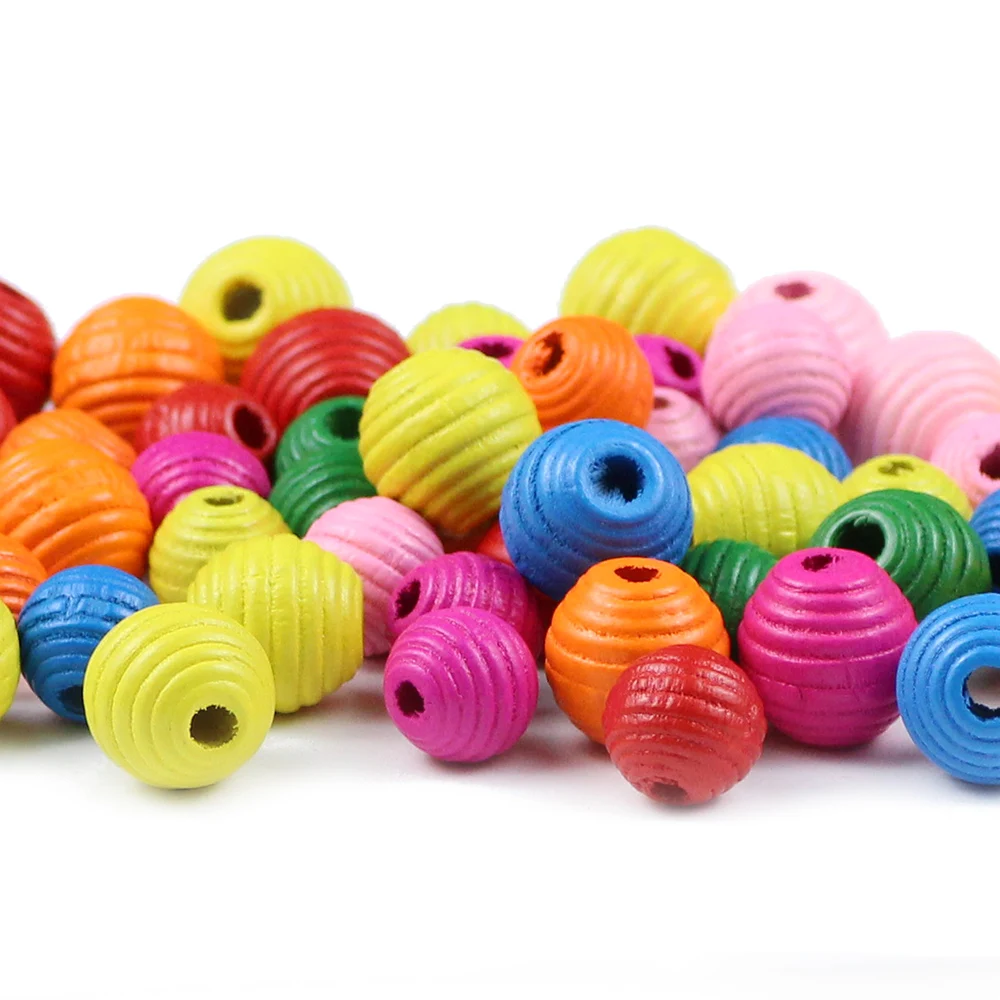 

20~30pcs Wooden Thread Beads Round Wood Loose Spacer Beads for Jewelry Making Eco-Friendly Handmade Bracelet DIY Kids Toys