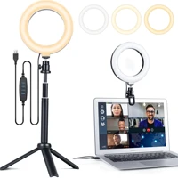 6 inch mini selfie led video ring light bi color with table tripod clamp mount for phone game makeup live lighting photography