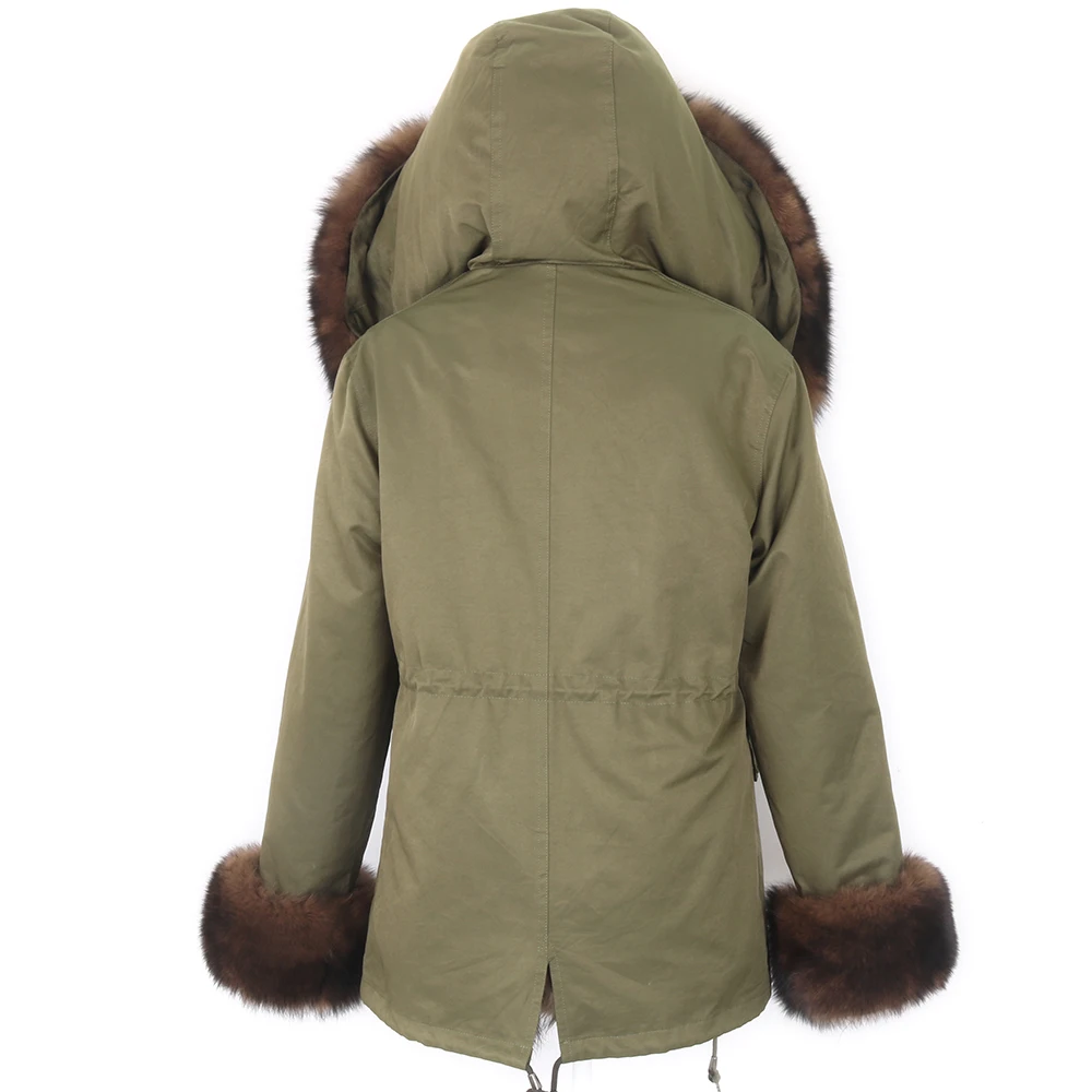 Winter Jacket Women Real Fur Coat Waterproof Parka Female Natural Raccoon Fur Liner Casual Outerwear Short Streetwear