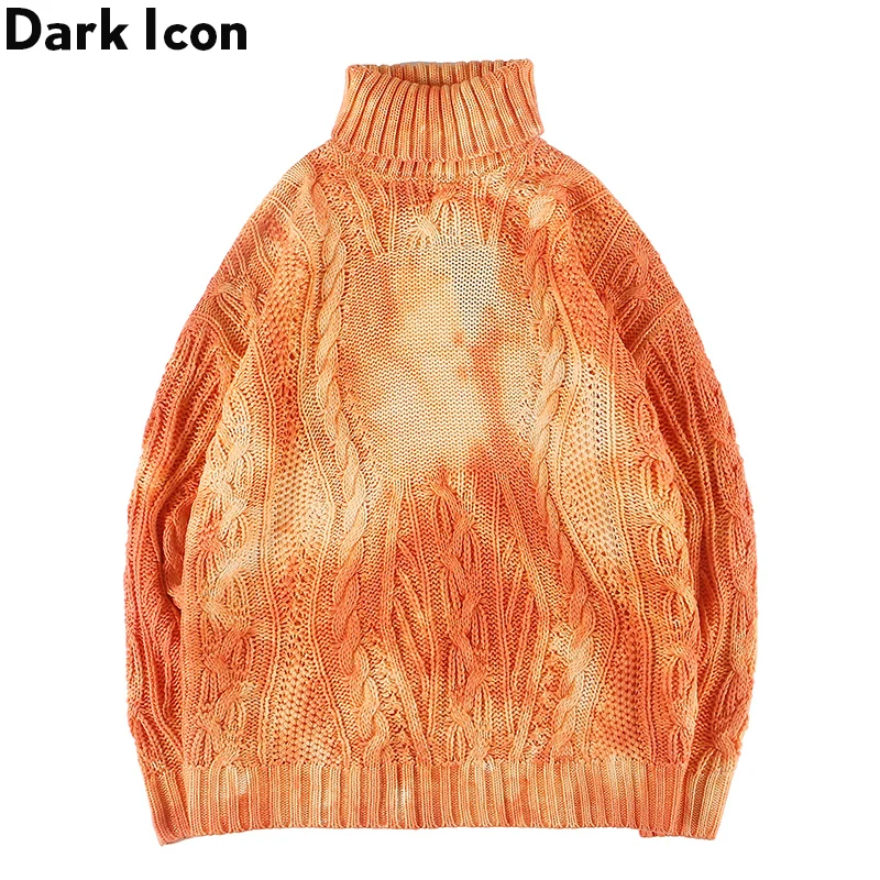 Темный значок черепаха шеи галстук окрашивание твист свитер для мужчин 2019 Новое