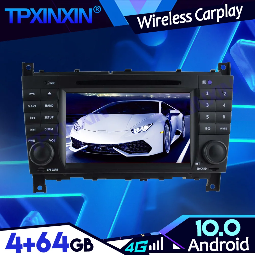 Автомобильный мультимедийный плеер Android 10 0 PX6 4-64 Гб IPS для BENZ C-Class W203 2004-2007 DSP