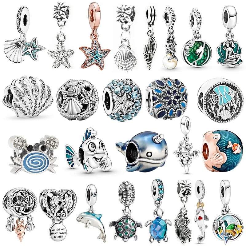 

Океан серии тропический Starfish в виде ракушки кулон в форме Пан серьги-подвески для женщин, морская звезда черепаха русалки рыбы бусины для из...