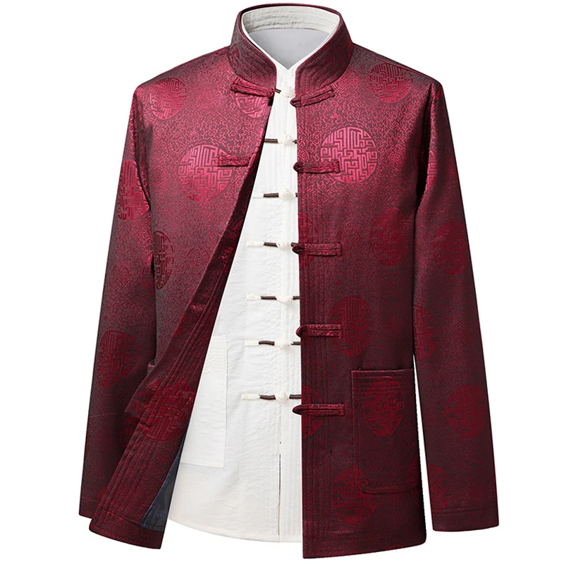 

Tang Suit Jacket Mens Chinese Style Casual Shirts Men Kung Fu Uniform Coat Mandarin Collar Long Sleeve Oversized Camisa