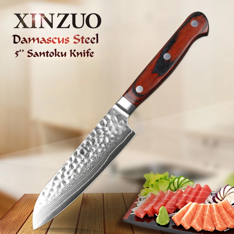 XINZUO японский нож Santoku 5 дюймов 73 слоя VG10 Дамасская сталь нержавеющая