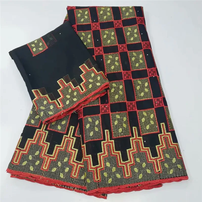 

Amazing Embroidery 5Y Yellow African Cotton Lace Fabric With 2Y black Swiss Voile Lace ClothYCV91