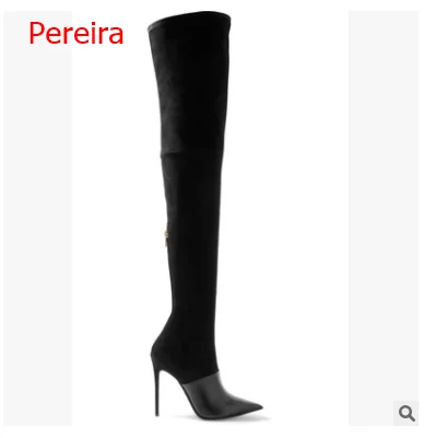 

Ladies Thigh High Heel Platform Boots Zipper Round Toe Stiletto Over the Knee Boots Women's Large Size 34-46
