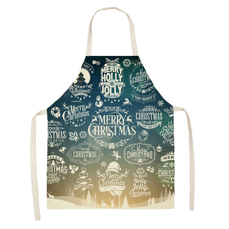 

Christmas Tree Sonw Pattern Cleaning Aprons 53*65cm Home Cooking Kitchen Apron Cook Wear Cotton Linen Pinafore Adult Bibs 46402