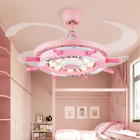 childrens ceiling fan with led light bedroom inverter invisible fashion cartoon boy girl cartoon rudder fan chandelier led mute