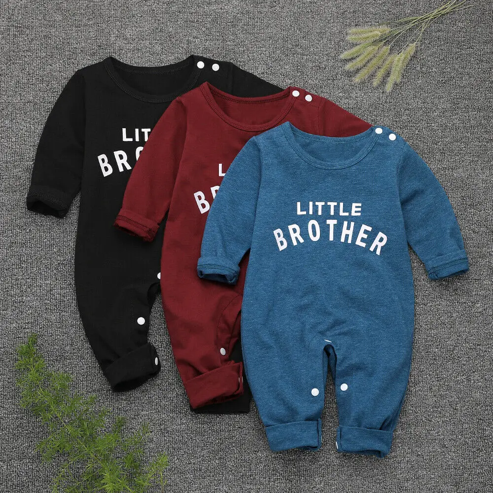 

2020 Newborn Baby Boy Long Sleeve Little Brother Romper Jumpsuit One-Piece Clothes Baby Boy Girls Cute Outfit Baby Boy Outfit
