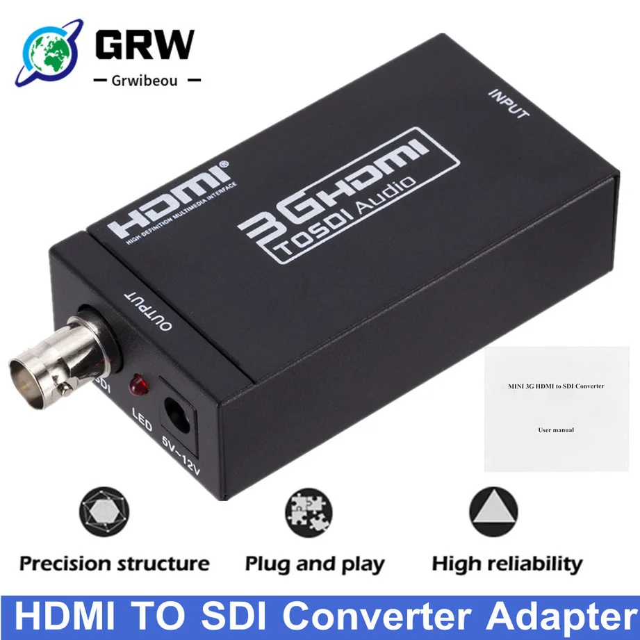 

GRWIBEOU 1080P HDMI в SDI SD-SDI HD-SDI 3G-SDI HD видеоконвертер с адаптером питания в рознипосылка Прямая поставка