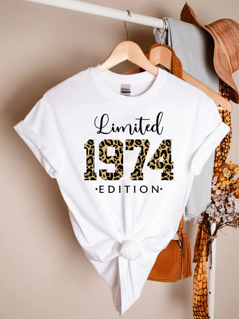 

Limited Edition 1974 Shirt 47th Birthday Gift Fashion Bachelorette Party Aesthetic Cotton O Neck Short Sleeve Top Tee Graphic