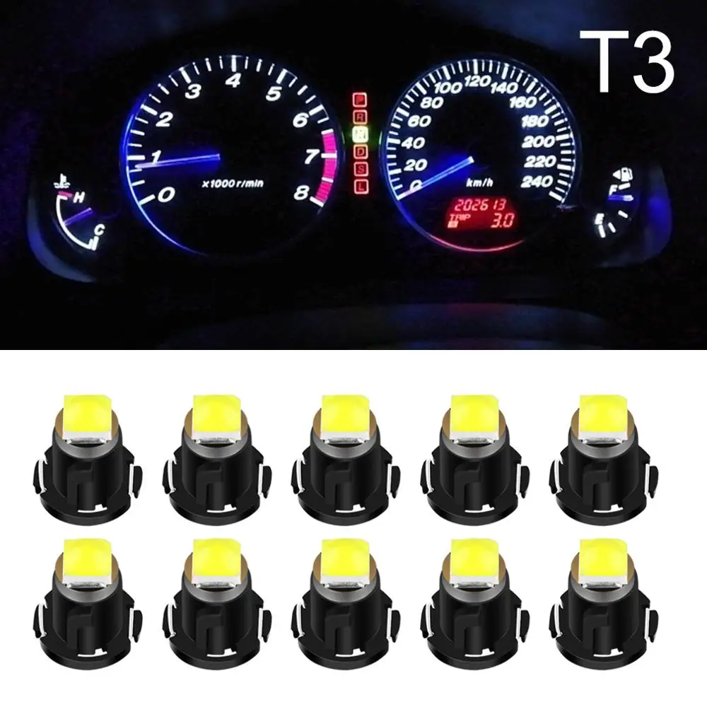 

10pcs T3 LED Super Bright 3030 LED Chips Car Board Instrument Panel Lamp Auto Dashboard Warming Indicator Wedge Light