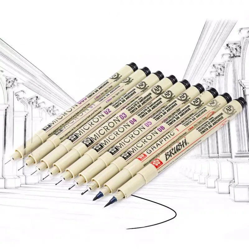 

1 Piece Pigment Liner Micron Pen Set Neelde Drawing Pen lot 005 01 02 03 04 05 08 Brush Art Markers Fineliner Sketching Pen