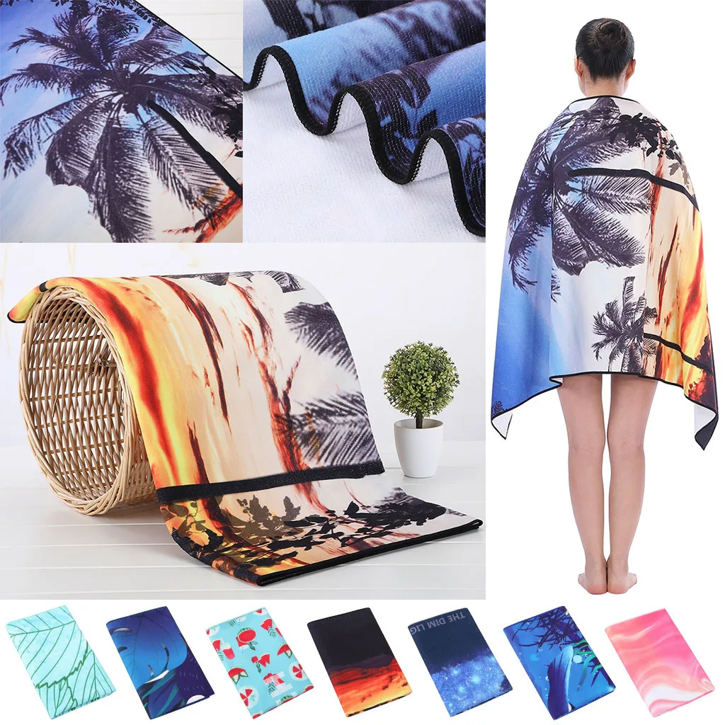 Очень мягкое пляжное полотенце ярких цветов из микрофибры с принтом для йоги