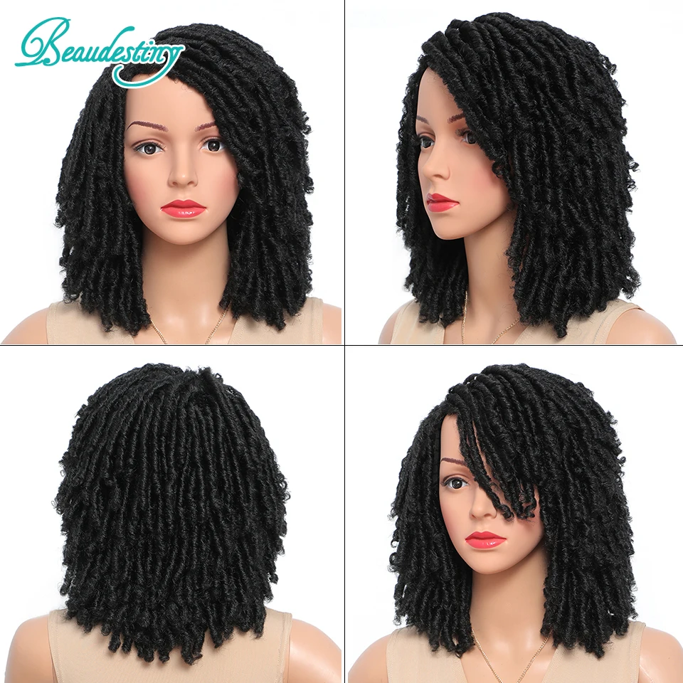 Beaudestiny плетеные парики из искусственных волос короткий дредлоки для увеличения