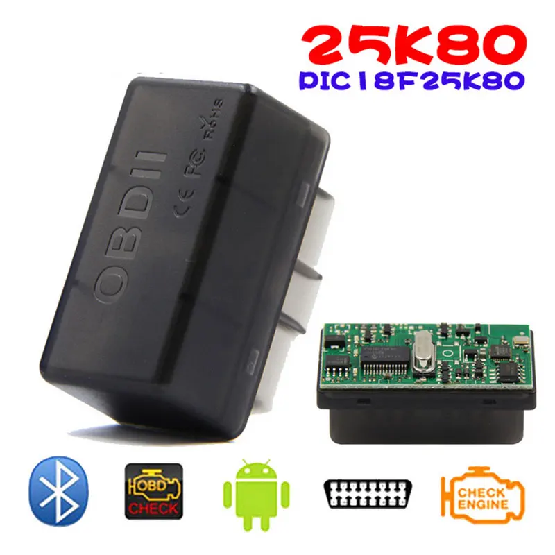 Автомобильный диагностический интерфейс ELM327 супер мини-чип Bluetooth 25k80 HW V1.5 SW V2.1 OBD2