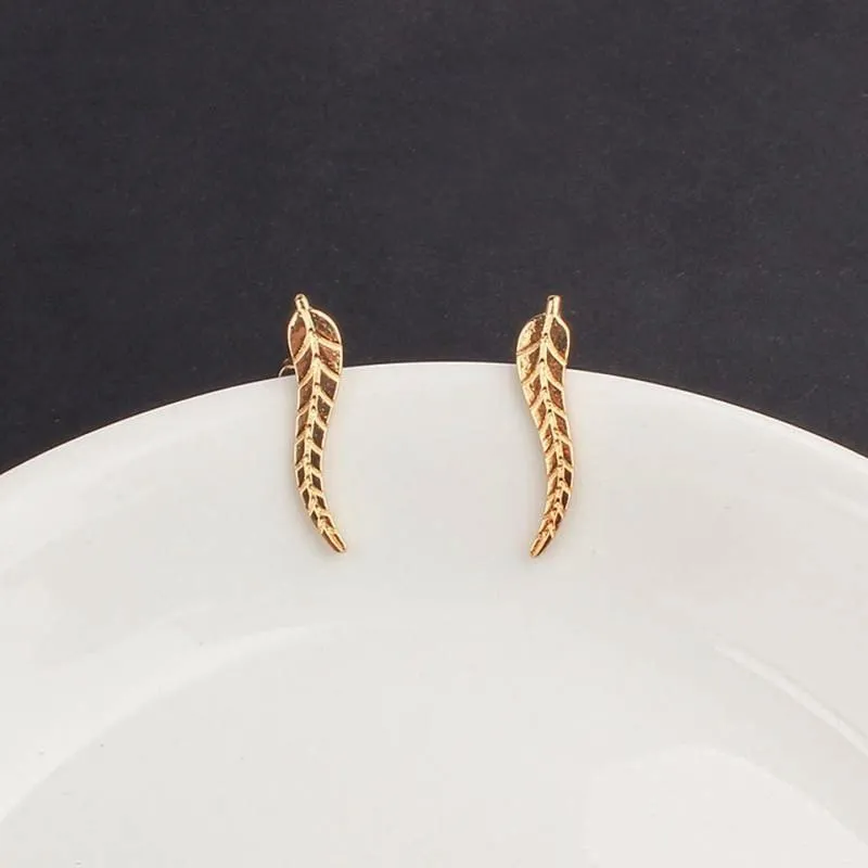 Metal Leaf Earrings Ear Clip New Fashion Gold Silver Feather Simple for Women Girl Statement Charm Jewelry Wholesale | Украшения и