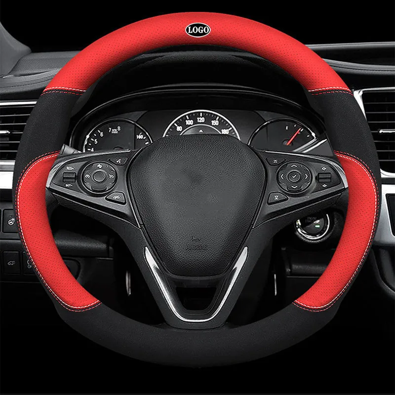 

Leather car steering wheel cover 38 cm for Peugeot 206 207 208 308 406 408 508 301
