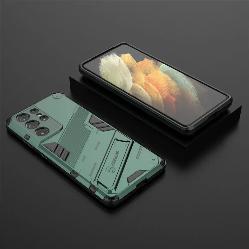

Shockproof Phone Case For Samsung Galaxy S21 Plus S21 Ultra 5G M31 M51 A02 M02 Rugged Armor Light Slim Kickstand Cover Fundas